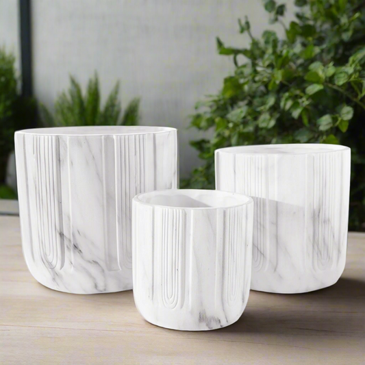 Davina Ceramic Round Planter Set (Set of 3)