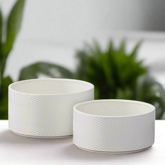 Petra Ceramic Round Wide Planter Set (Set of 2)