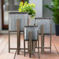 Alden Metal Square Planter Set with Wooden Stands (Set of 3)