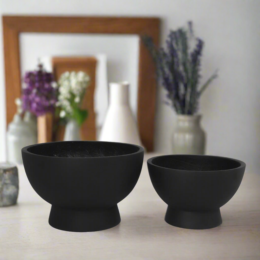 Kyric Black Fiberclay Planters (Set of 2)