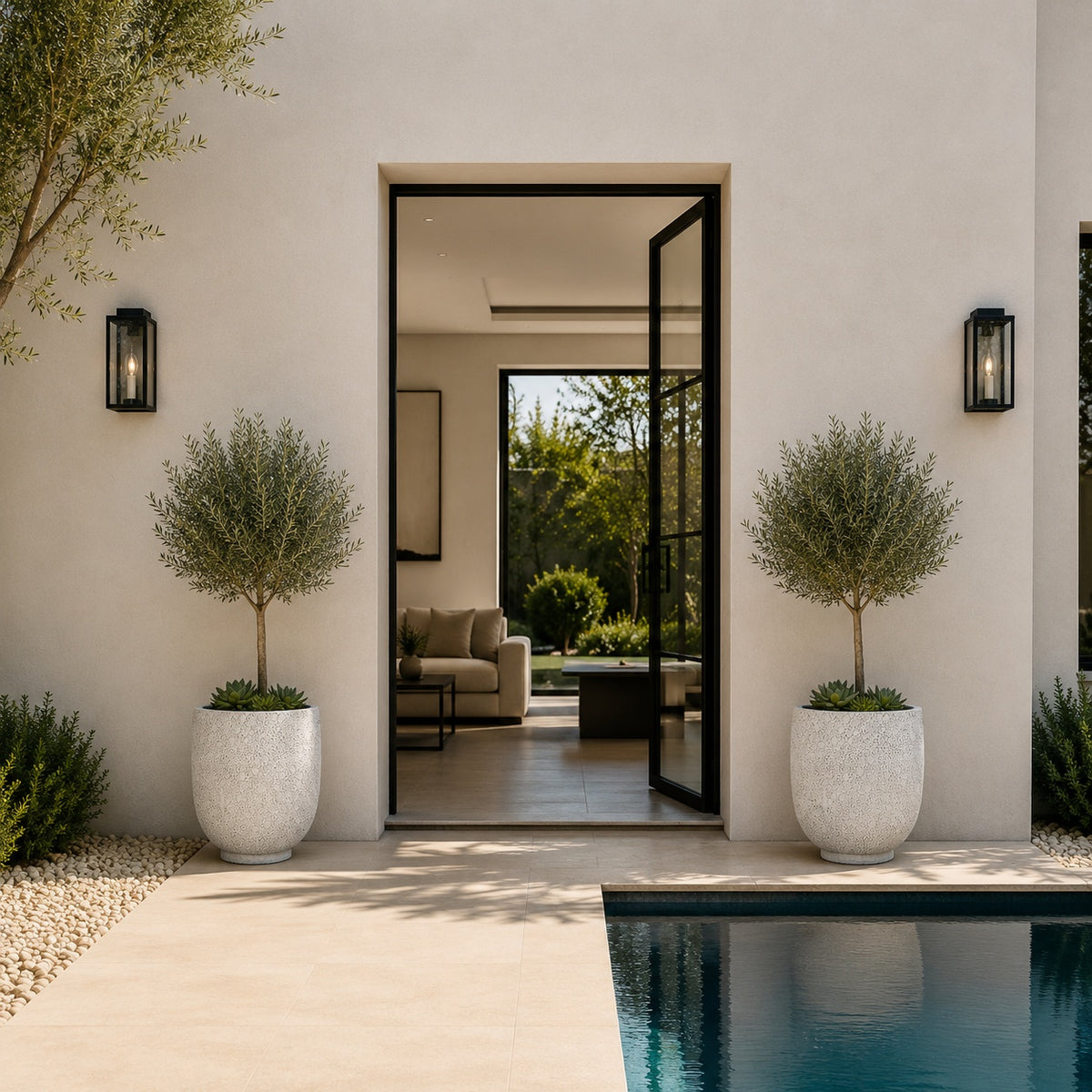 Irina Cylinder Planters with Pedestal Base (Set of 2)