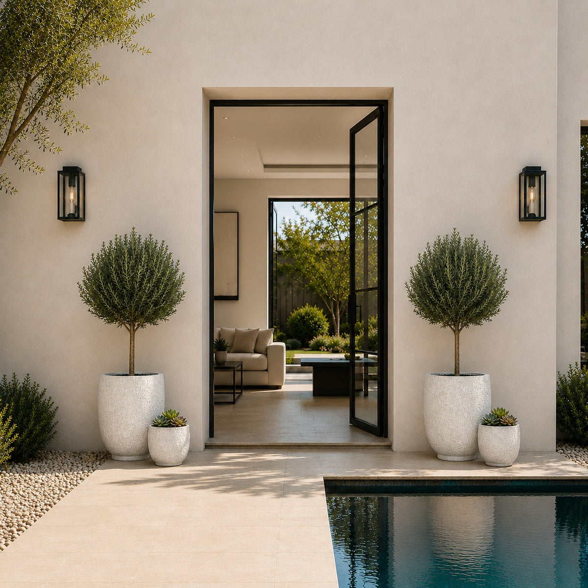Irina Cylinder Planters with Pedestal Base (Set of 2)